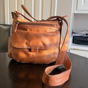 Fossil Vintage Classic Shoulder Crossbody Bag Leather Purse Tan Brown
